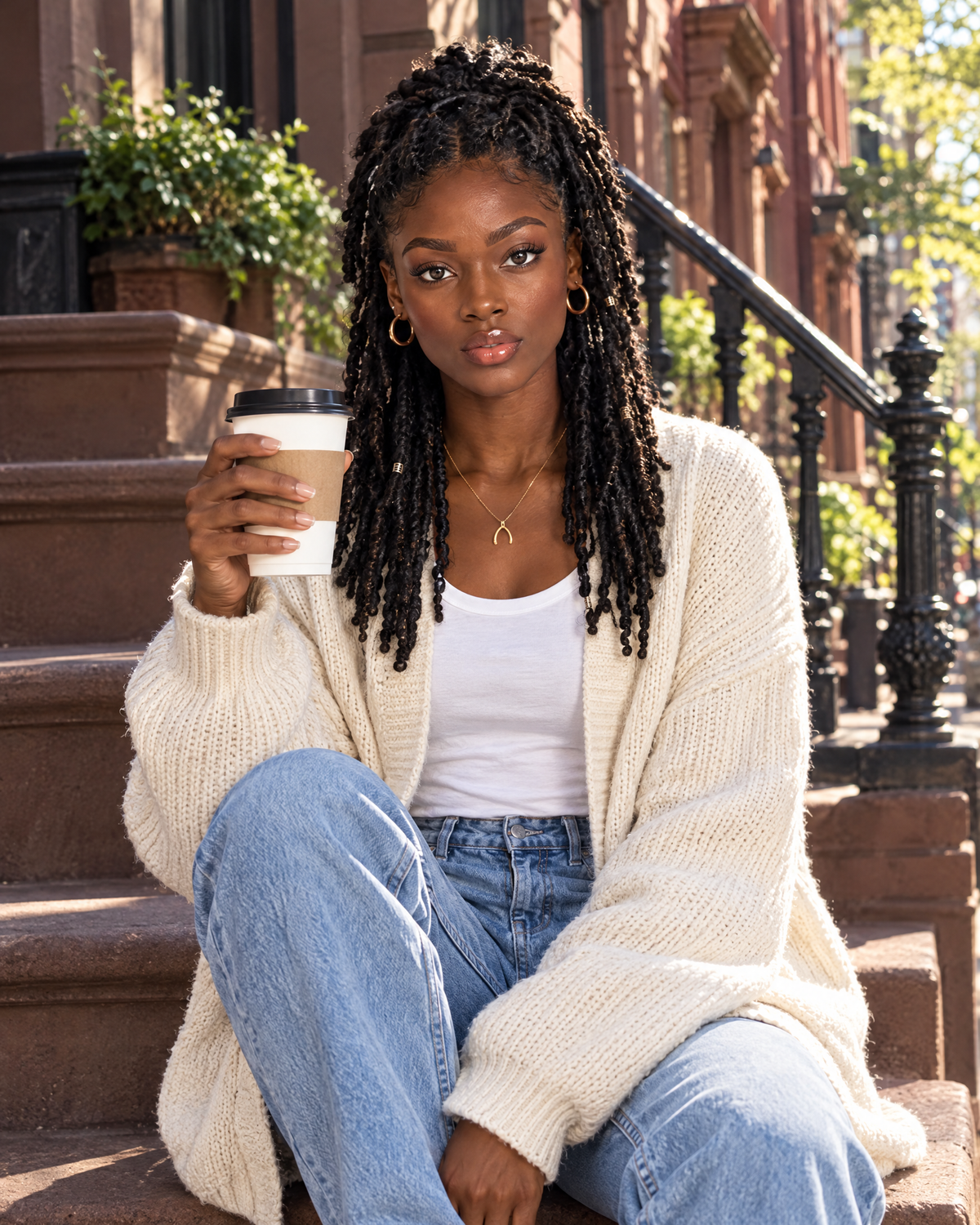 Miyoshi on a Harlem stoop