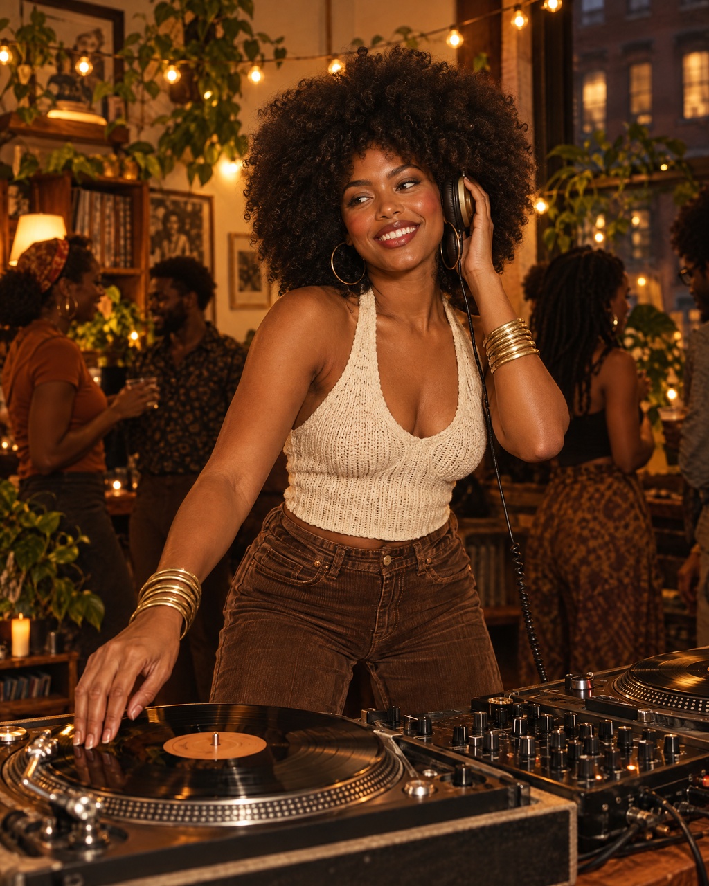 Monroe DJing a brownstone party
