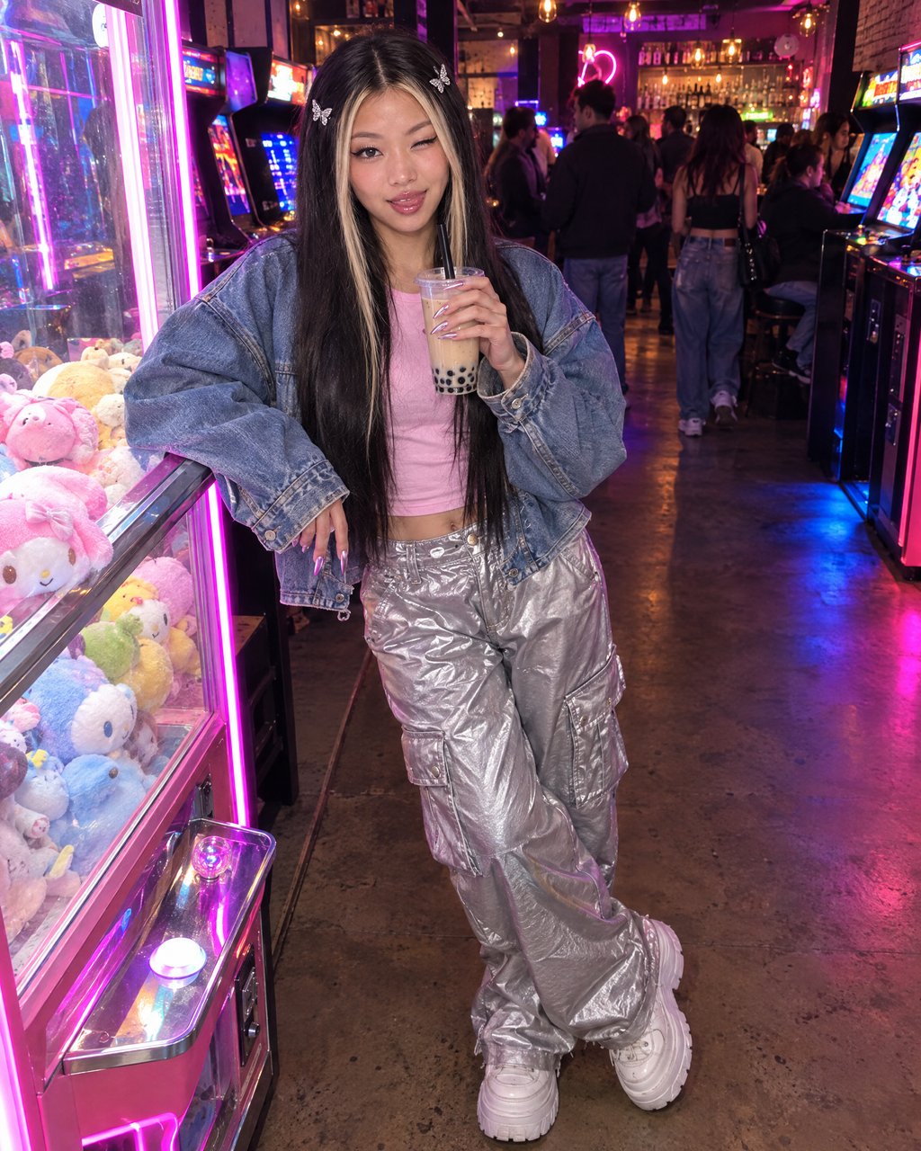 Jade candid in a Lower East Side arcade bar