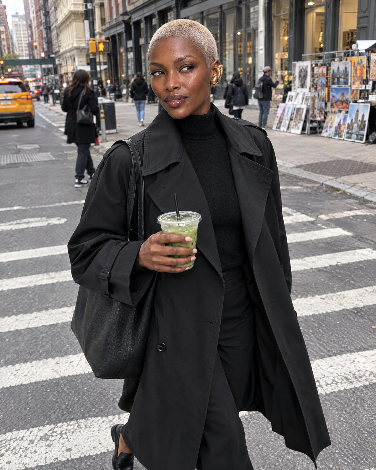Imani candid crossing a SoHo street